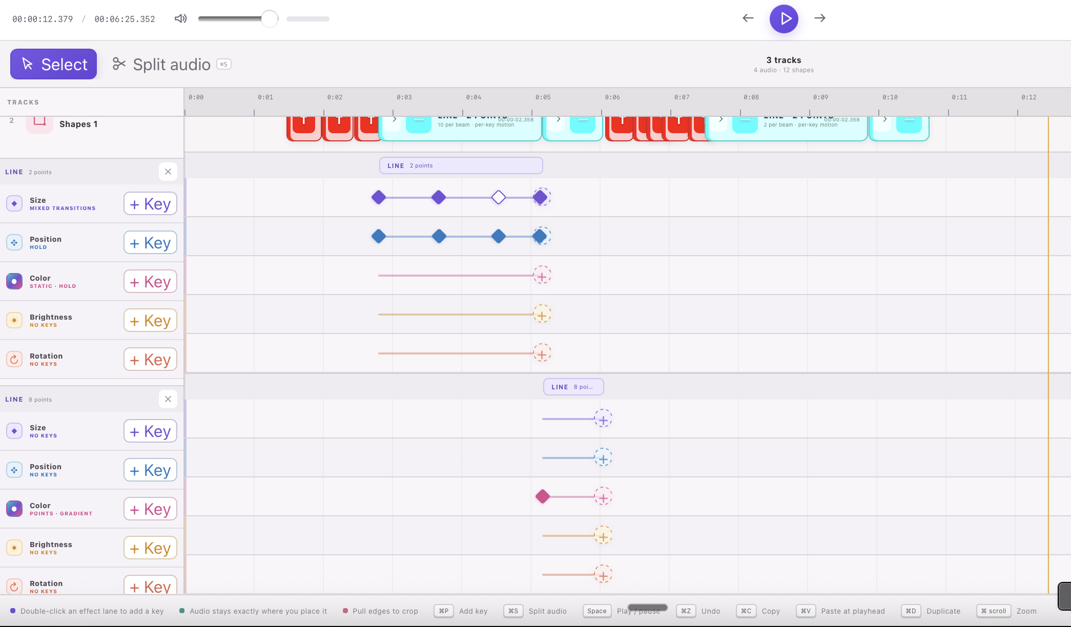 Babylon multitrack timeline editor with animation keyframes